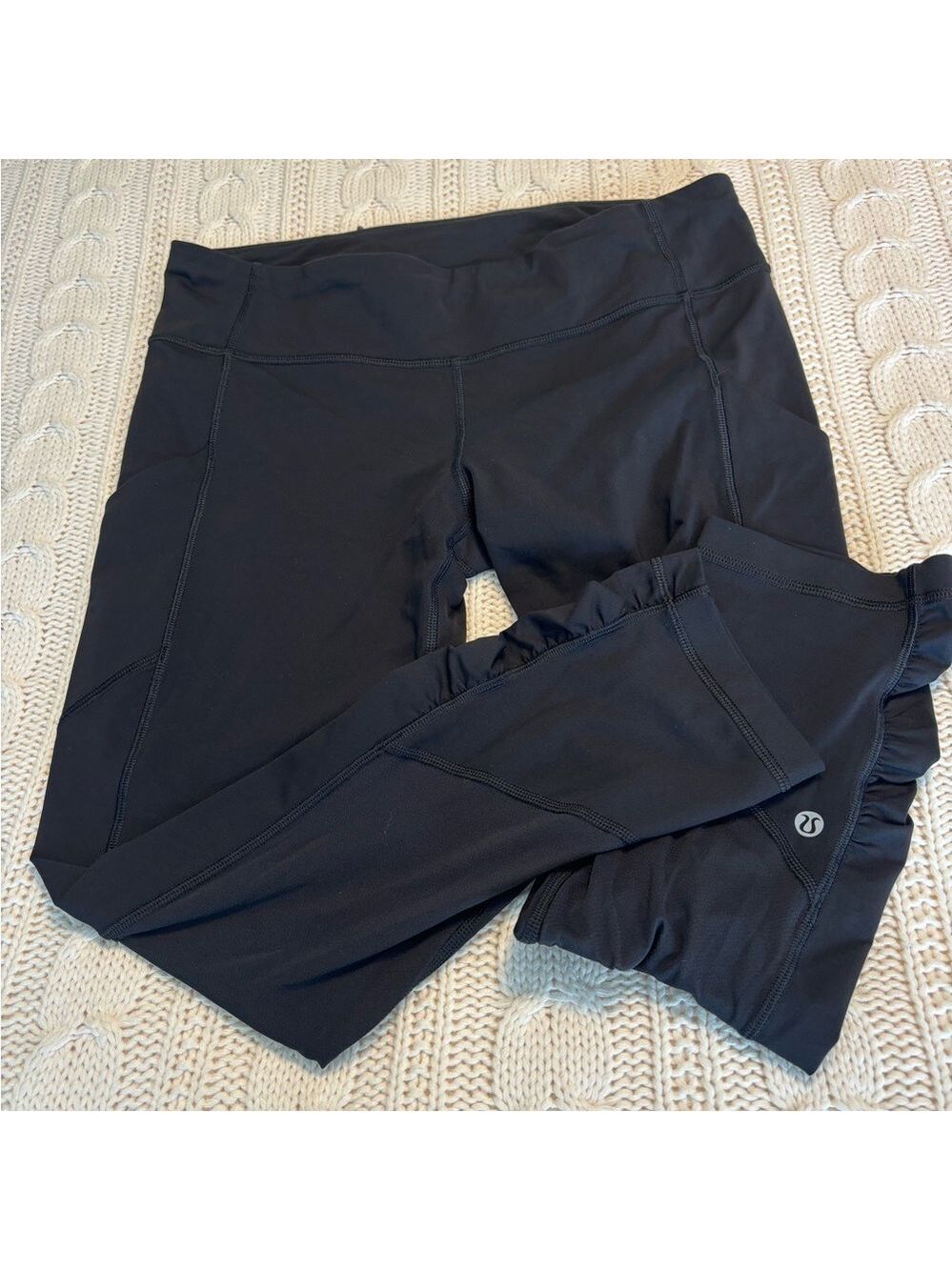 Lululemon Athletica 7/8 length Crop Leggings Black Fast and Free. Women’s Sz 10